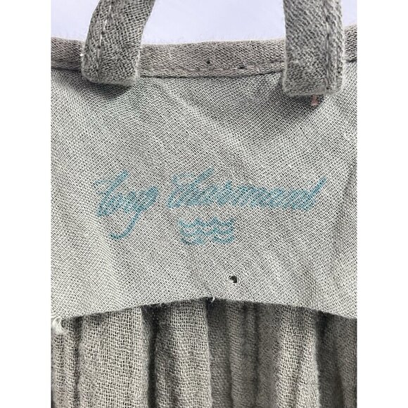 Loup Charmant Green Cotton Gauze Shift Dress Belt Distressed Hem Sz M Pockets - Picture 5 of 8